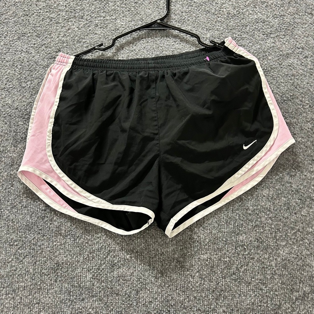 Nike Athletic Shorts Womens Size M Black Pink Dri-Fit Running Brief Workout